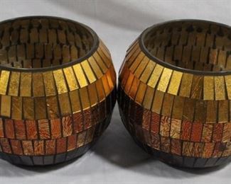 6105 - Pair glass candle luster vases - 5.5"
