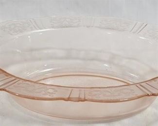 6611 - Pink Depression Glass Bowl 2.5 x 10.5 x 8
