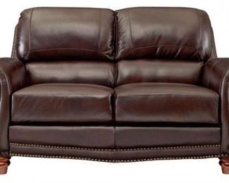 7851 - Leather Italia James Loveseat in tobacco color D-40.5" L-63" H-38.5" - New - Still in Packaging
