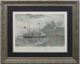 9004 - Her Majesty Ship Geyser, hand colored 35.5 x 30.5
