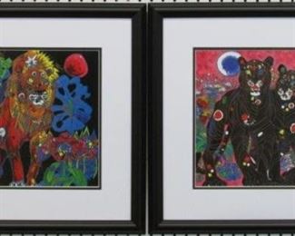 9001 - Lion & Tiger by Jiang 20 x 20
