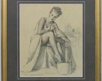 9027 - Nothing to Sneeze at giclee by Gil Elvgren 21.5 x 24
