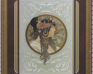 9064 - Brunette by Alphonse Mucha 19 x 25
