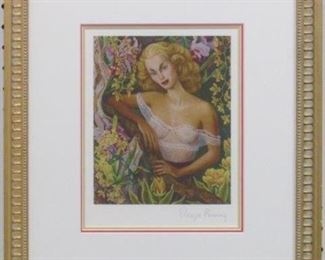 9066 - Portrait Linda Christian Print signed by Diego Rivera 15 x 17.5
