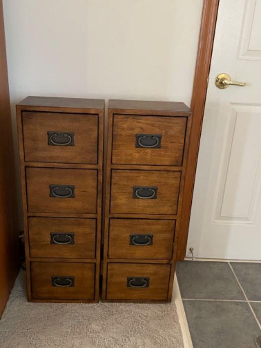 2 solid wood and metal storage chests
