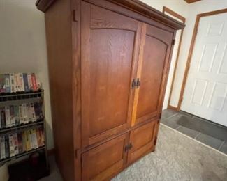 Gorgeous Bassettmade solid wood storage armoire. Perfect for clothing or entertainment 