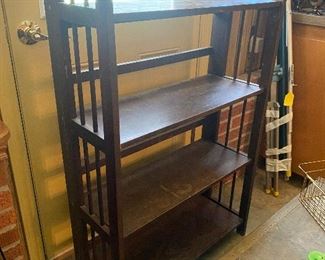 Tall vintage folding wooden bookshelves