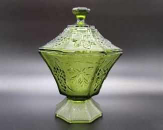 Vintage Avocado Green Candy Dish by Anchor Hocking