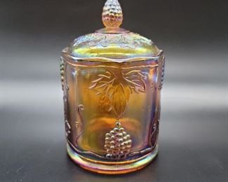 Harvest Amber Carnival Glass by Colony Biscuit Jar