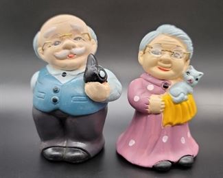 (2) Vintage Granny & Gramps Coin Banks