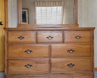 Vintage Arts & Crafts 7-Drawer Dresser w/ Mirror