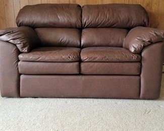 Brown Pleather Loveseat