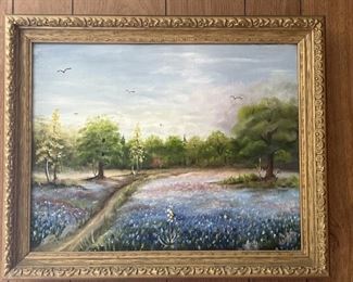 Oil on Canvas: "Bluebonnets" by Grace