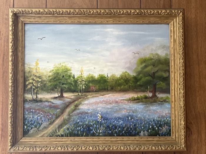 Oil on Canvas: "Bluebonnets" by Grace