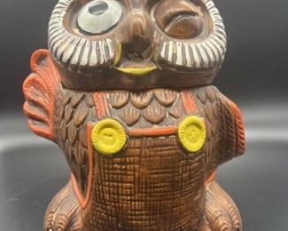 Vtg. 1960's Winking & Waving Owl Cookie Jar