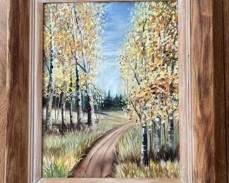 Framed Oil on Paper: "Fall" by Grace Williams