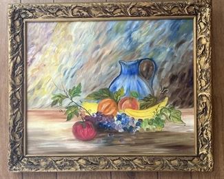 Framed Oil on Board of Fruit by Grace Williams