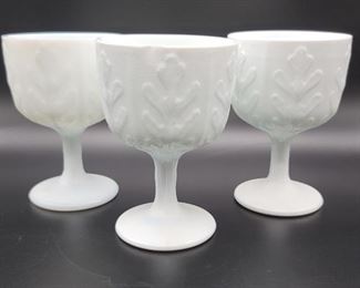 (3) Vintage Milk Glass Goblets