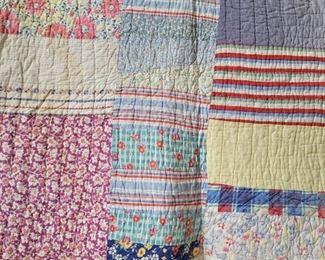 Vintage Hand Stitched Quilt is 61in x 72in
