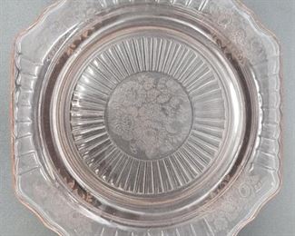 Pink Depression Glass 8.5in Square Plate