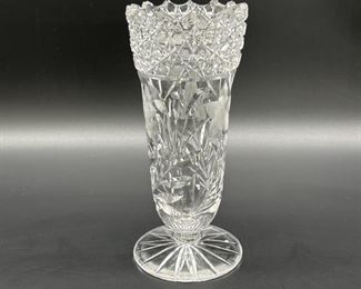 Cut Crystal Footed Vase is 9.5in t