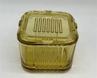 Vintage Green Depression Glass Refrigerator Box