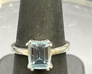 Blue Topaz and 925 Silver Ring, Size 7.5, Tested