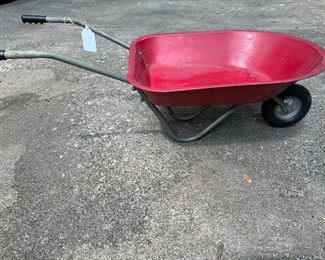 Vintage Childs Metal Red Whellbarrow