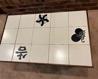  60'S FICKS REED RATTAN TILED COFFEE TABLE 