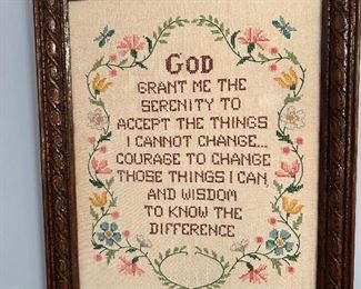 Hand Stitched "Serenity Prayer"