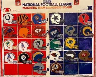 Vintage NFL Magnetic Team Standings Board with 24 magnets