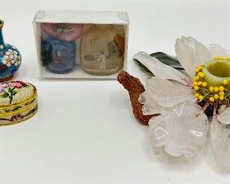 Vintage Hand Carved Gemstone Rose Quartz & Jade Candle Holder
Lot #: 6