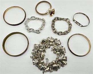 8 Bracelets: Large Animal Charm, Bangles & Chains, Some Vintage
Lot #: 43