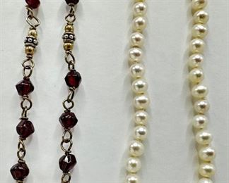 Vintage Rafka 14 Karat Pearl Necklace & Sterling Silver Necklace With Amethyst Beads, Marked 925
Lot #: 9