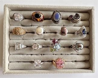 14 Sterling Silver Rings, Marked 925 Or Sterling, Some Vintage, Box Included
Lot #: 4