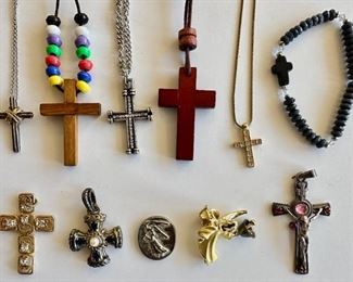 11 Religious Christian Necklaces, Pendants & Bracelet Including Several Sterling Silver Marked 925
Lot #: 12