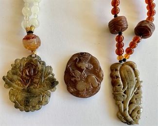 2 Carved Jade Necklaces & Jade Pendant
Lot #: 67