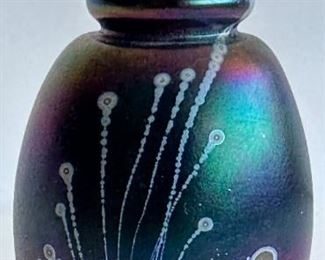 3 Perfume Bottles: Robert Eickholt Iridescent Glass, Signed, Lenox, & Dog Figurine With Felt Tail Dauber
Lot #: 16