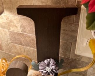 Wooden decorative, J -  initial