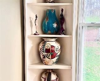 White Bookshelf / Corner Bookshelf, Art, Statues and Vases