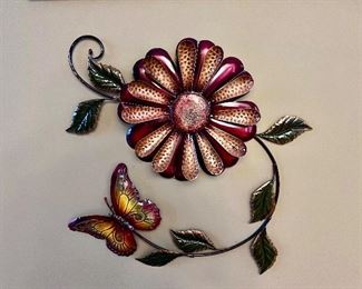 Metal Wall Art Flower and Butterfly