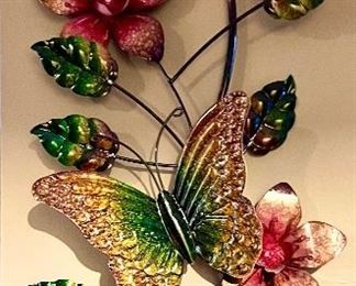 Metal Butterfly Flower Wall Art