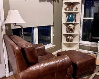Leather Chair and Ottoman
