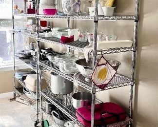 Chrome shelving. 