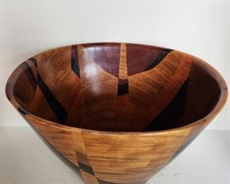 Artisan made wooden bowl made with a variety of woods by Peter Petrochko