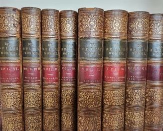 Bull's Works antique leather bound books 
