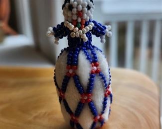 Fully beaded female doll with pin cushion skirt