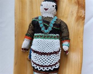 Kachina fully beaded pot carrier, 10 inches tall