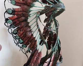 Artisan made copper head piece by Daryl G. Collman "The Eternal Moment" 15/50, circa 1993, approximately 30 inches tall by 20 inches wide
