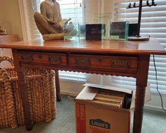 Antique oak library table